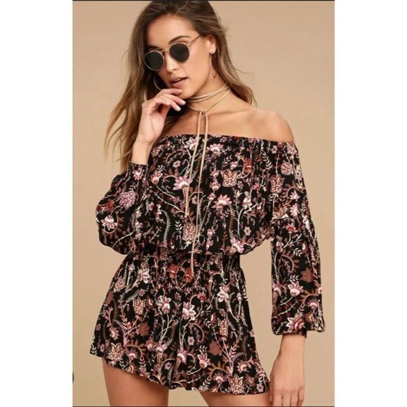 Free People Pretty and Free Women's Size XS Floral Print Off Shoulder Romper - Picture 1 of 14